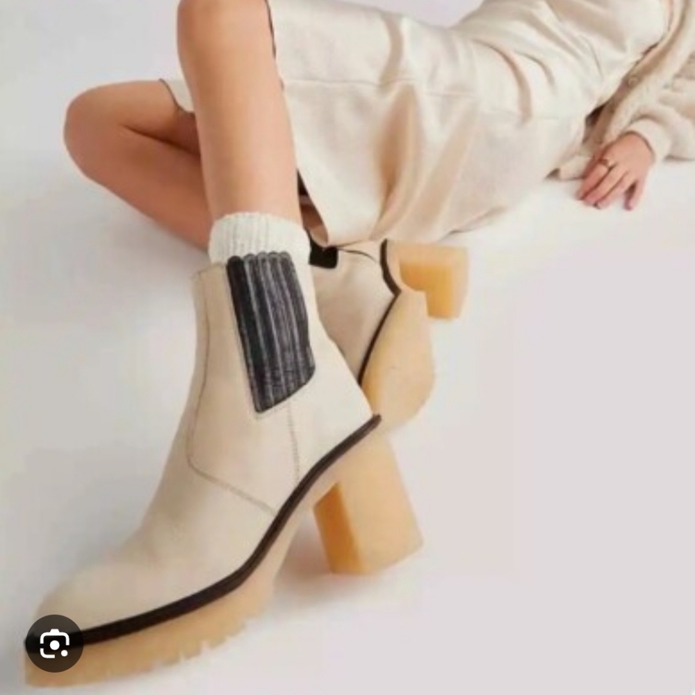 Free People Women's Leather Cream and Black Ankle Boots_41